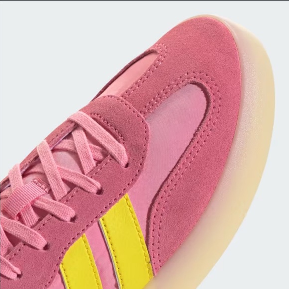 Adidas Women's Pink and Yellow Sneakers - Picture 2 of 7